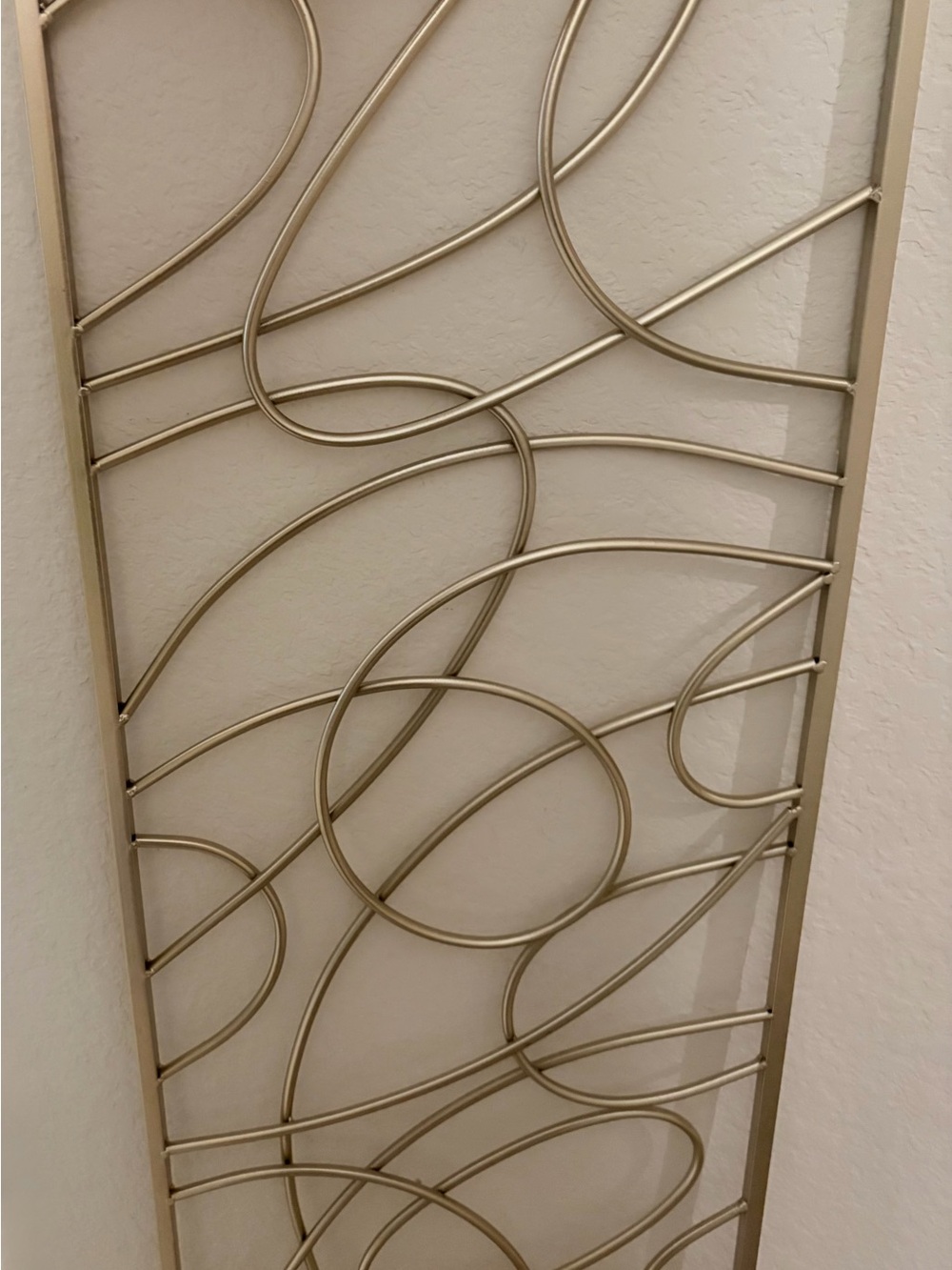 Metal Wall Decor Panel in Champagne Gold - Elegant Swirl Design